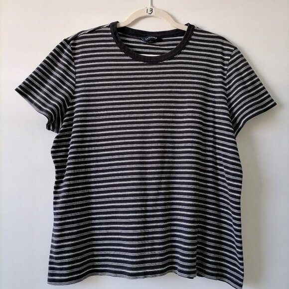 Lands' End Womens Blue Crew Neck Short Sleeve Striped T-Shirt Size XL 18-20 - Picture 1 of 6